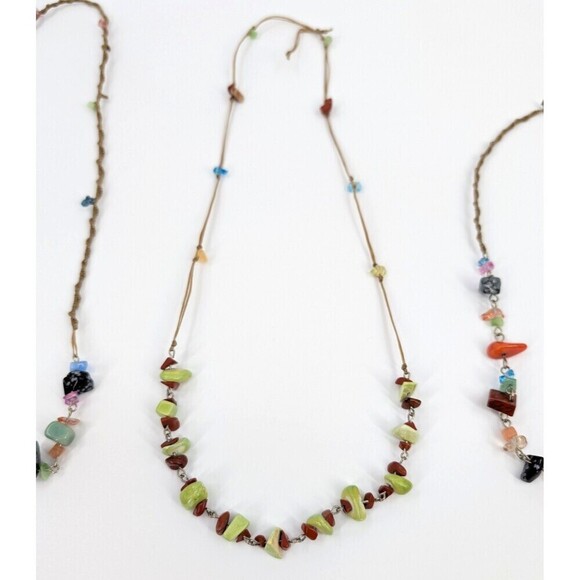 Boho Layered Necklace Chunky Stones Handmade Statement Piece Coachella Festival - Picture 6 of 9